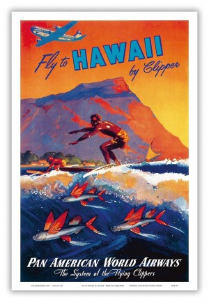 Fly To Hawaii Pan American World Airways travel poster
